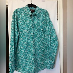 Rock & Roll‎ Cowboy men's paisley print long sleeve pearl snap western shirt